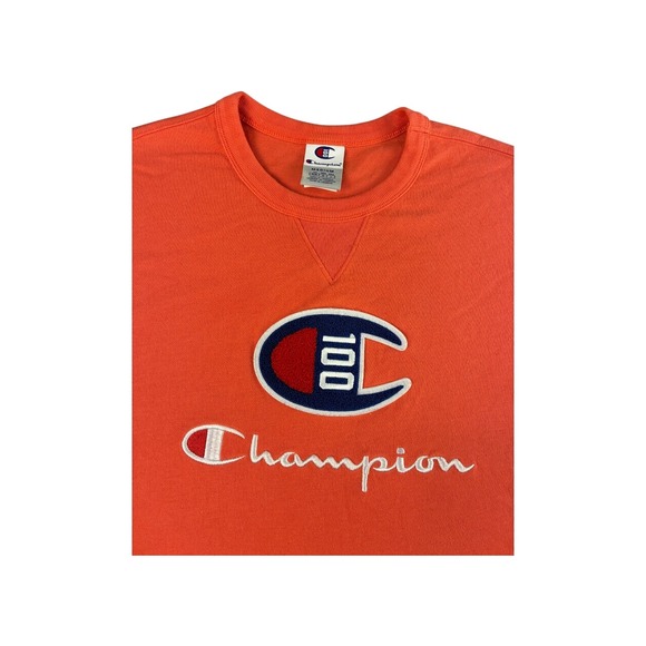 Champion 100th Anniversary Orange Graphic T Shirt Medium M Logo Tee - Picture 3 of 8